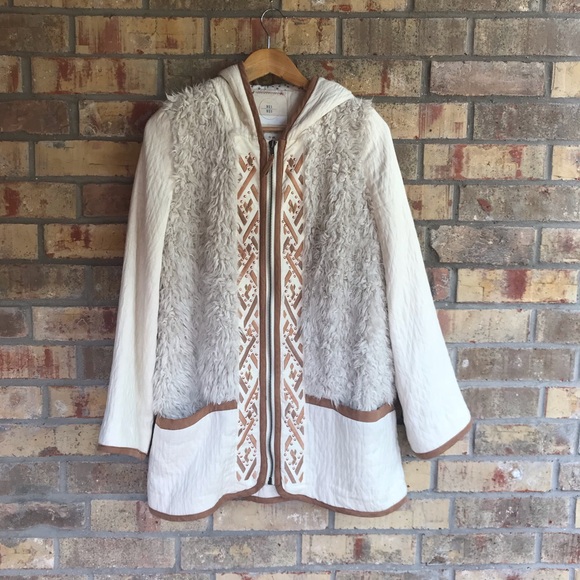 Anthropologie Jackets & Blazers - Anthropologie Quilted Faux Fur Hooded Coat Sz. M